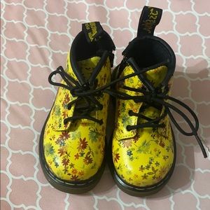Yellow floral print htf dr marten boots